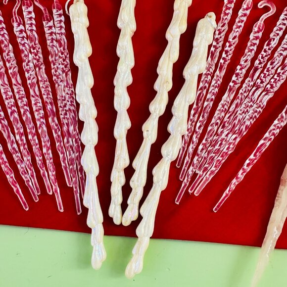 Vintage Christmas Icicle Ornament Lot 30+ pieces MCM Icicle Ornaments Xmas Decor - Picture 4 of 8